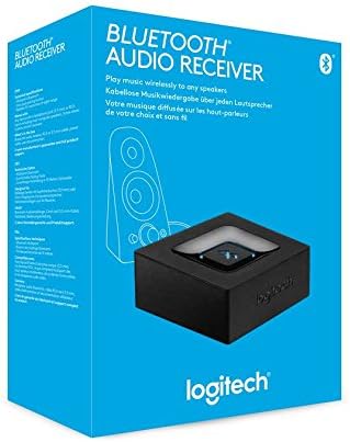 Logitech Wireless Bluetooth Audio Receiver, Bluetooth Adapter for PC/Mac/Smartphone/Tablet/AV Receiver, 3.5mm Audio and RCA Outputs to Speakers, One-Push Pairing Button, UK Plug - Black/Blue