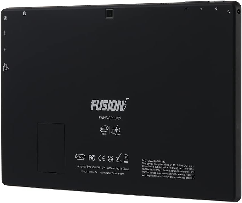 Fusion5 10.1" Windows 11 Full HD Tablet - FWIN232 PRO S3 Ultra Slim Windows Tablet PC - 8GB RAM, 256GB Storage, N4120 Quad-Core CPU, FHD (1920x1200) Display, Micro HDMI, M.2 SATA Expandable Storage