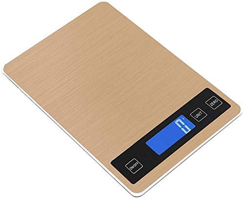 NOGRAX Electronic Scales Digital Kitchen Weighing Scales - Waterproof Slim Colourful Design Electronic Cooking Appliance Scales (Color : Gold, Size : 10kg/1g)