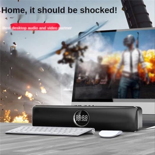 SDFGH Desktop Speaker Subwoofer Portable Speakers Led Bluetooth Computer Audio with Alarm Clock Soundbar Pc Sound Box Video