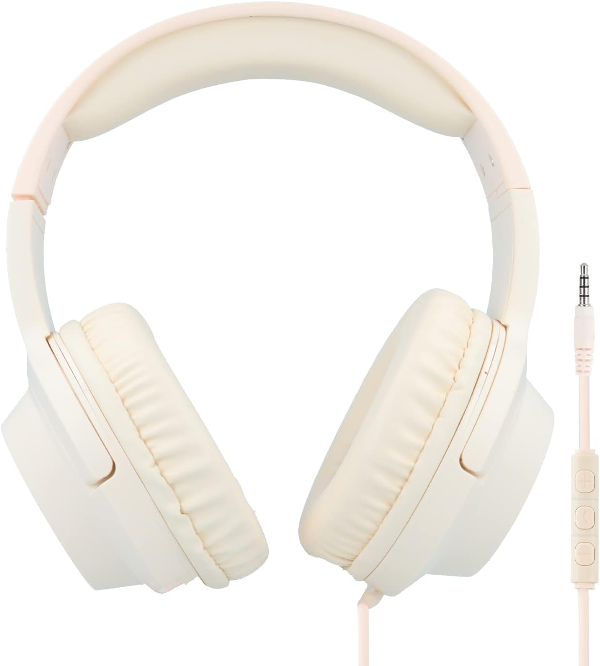 Headphones with Wired and Microphone Headphones [Headphones with Long YCABLE Headband], Headphones with Cable and Microphone, [Adjustable Holding Band] Jack Headphones, [Noise Isolation] (Beige)