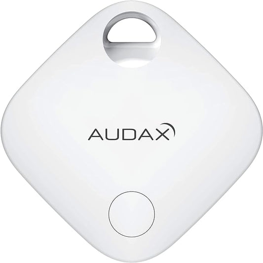 Audax Key Finder, Smart Bluetooth Item Tracker for iPhone, GPS Anti Lost Prevention Locator Tag Device, Wireless Remote & Finding Keys - White (2023)