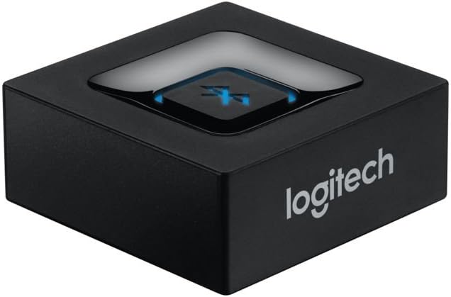 Logitech Wireless Bluetooth Audio Receiver, Bluetooth Adapter for PC/Mac/Smartphone/Tablet/AV Receiver, 3.5mm Audio and RCA Outputs to Speakers, One-Push Pairing Button, UK Plug - Black/Blue