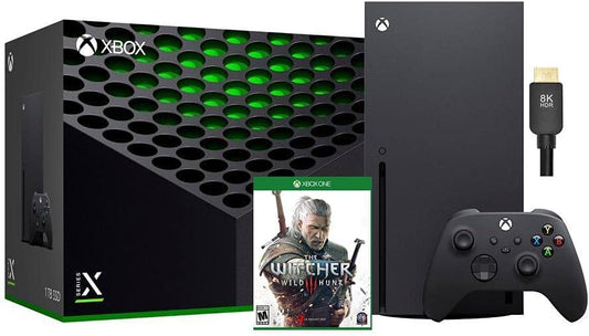 Microsoft Xbox Series X 1TB Gaming Console Bundle: New, Sealed Series X 1TB Console System – Double Bonus: The Witcher 3 Game, and Dikit 8K HDMI Cable – System Bundle, Games, Accessories, Controller