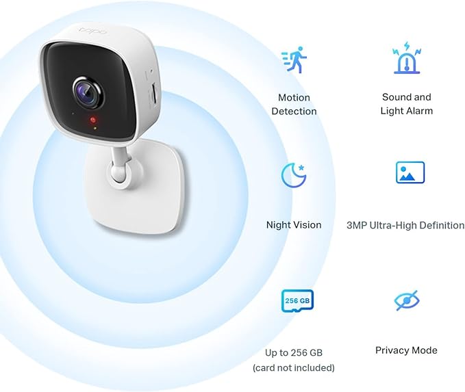 TP-Link Tapo C110 Indoor Security Camera (2k) with Samsung EVO Select 128GB MicroSDXC (130MB/s)