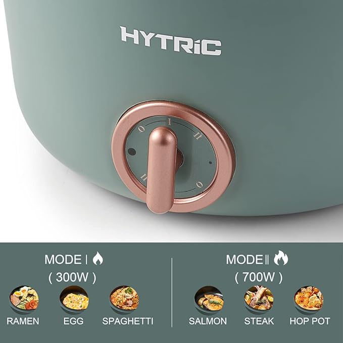 Hytric Electric Hot Pot, 2.5L Portable Electric Skillet with Nonstick Coating, Dual Power Control Multi-Function Electric Cooker for Stir Fry, Steak, Noodles, Ramen Cooker for Dorm and Apartment