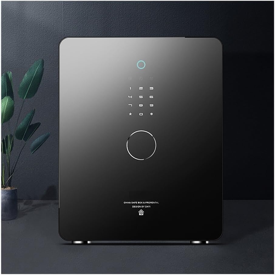 Personal Safe Box, Modern Matte Black Smart Electronic Keypad Security Safe, Fingerprint Recognition Security Box with Backlit Touch Screen Keypad and Dual Alarm System for Home Hotel Office