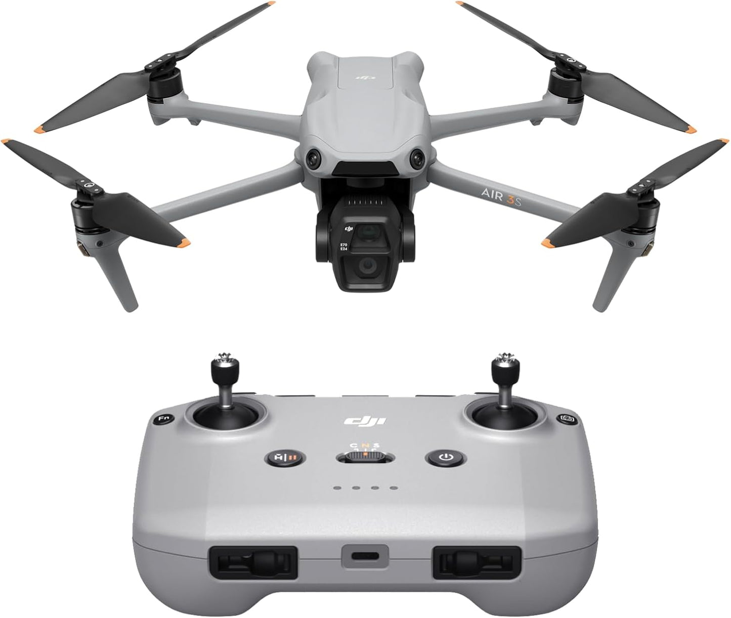 DJI Air 3S (RC-N3), Drone with Camera 4K, Dual-Camera Drone with 1" CMOS Wide-Angle Camera, 4K/60fps HDR Video & 14 Stops of Dynamic Range, 45-Min Max Flight Time, 20km Transmission Range