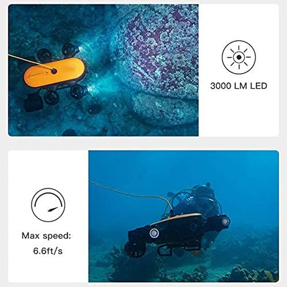 HYQNG Diving Camera Robot, Underwater Drone with 4K UHD Action Camera, RC ROV Underwater Robot with Claw Real-time Steaming for Fishing Recording Adults (150M)