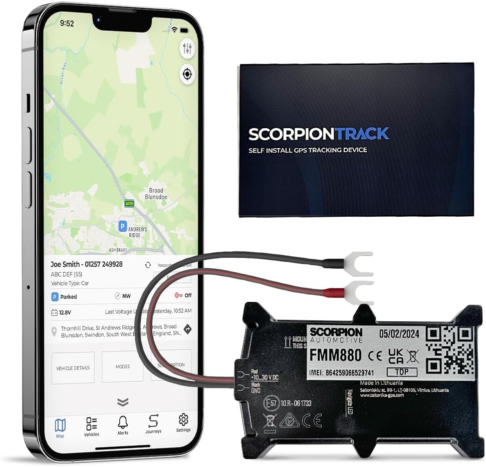 ScorpionTrack - 4G 2-Wire Self-Install GPS Vehicle Tracker - Live, Accurate, Trusted Location Tracking Device, Perfect for Car, Van, Caravan, Motorhome, Motorcycle, Scooter - Easy Install, UK Support