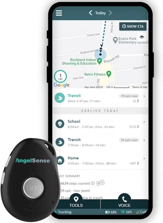 AngelSense Personal GPS Tracker for Kids, Teen, Autism, Special Needs, Elderly, Dementia - 2-Way Auto-Answer Speakerphone & SOS Button - Nationwide Coverage - School Bus Tracking and Easy-to-Use App