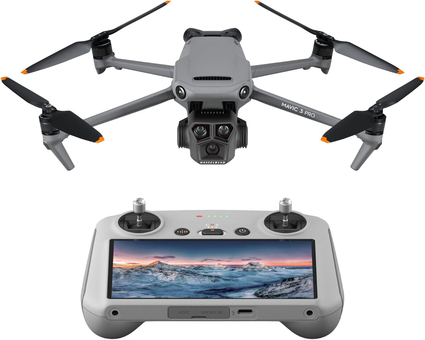 DJI Mavic 3 Pro with DJI RC (screen remote controller), Flagship Triple-Camera Drone with 4/3 CMOS Hasselblad Camera, 43-Min Flight Time, and 15km HD Video Transmission, For pro aerial photography