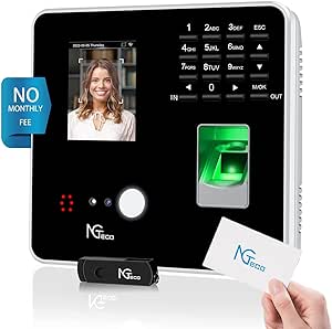 NGTeco MB2 Clocking in Machine for Employees Small Business with Face, Finger Scan, RFID and PIN Punching in One, Office Time Card Machine Automatic Punch with APP for iOS Android (0 Monthly Fee)