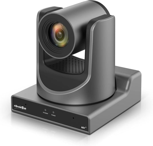 zowietek New Gen PTZ Camera PoE | AI Tracking | 20X Optical Zoom | NDI|HB (Full NDI) with simultaneous SDI, HDMI and USB Outputs | IP Live Streaming for Meeting, Church, Events, Teaching