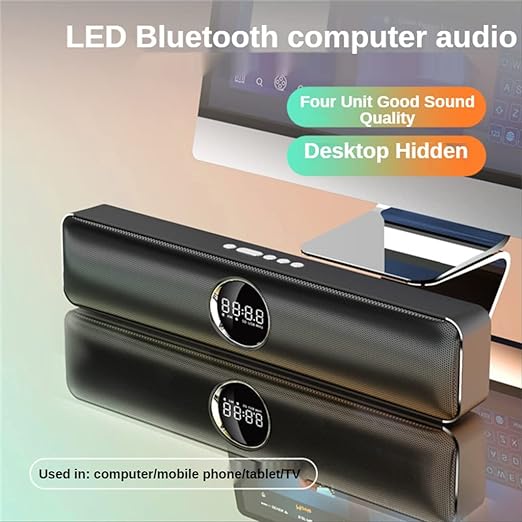 SDFGH Desktop Speaker Subwoofer Portable Speakers Led Bluetooth Computer Audio with Alarm Clock Soundbar Pc Sound Box Video