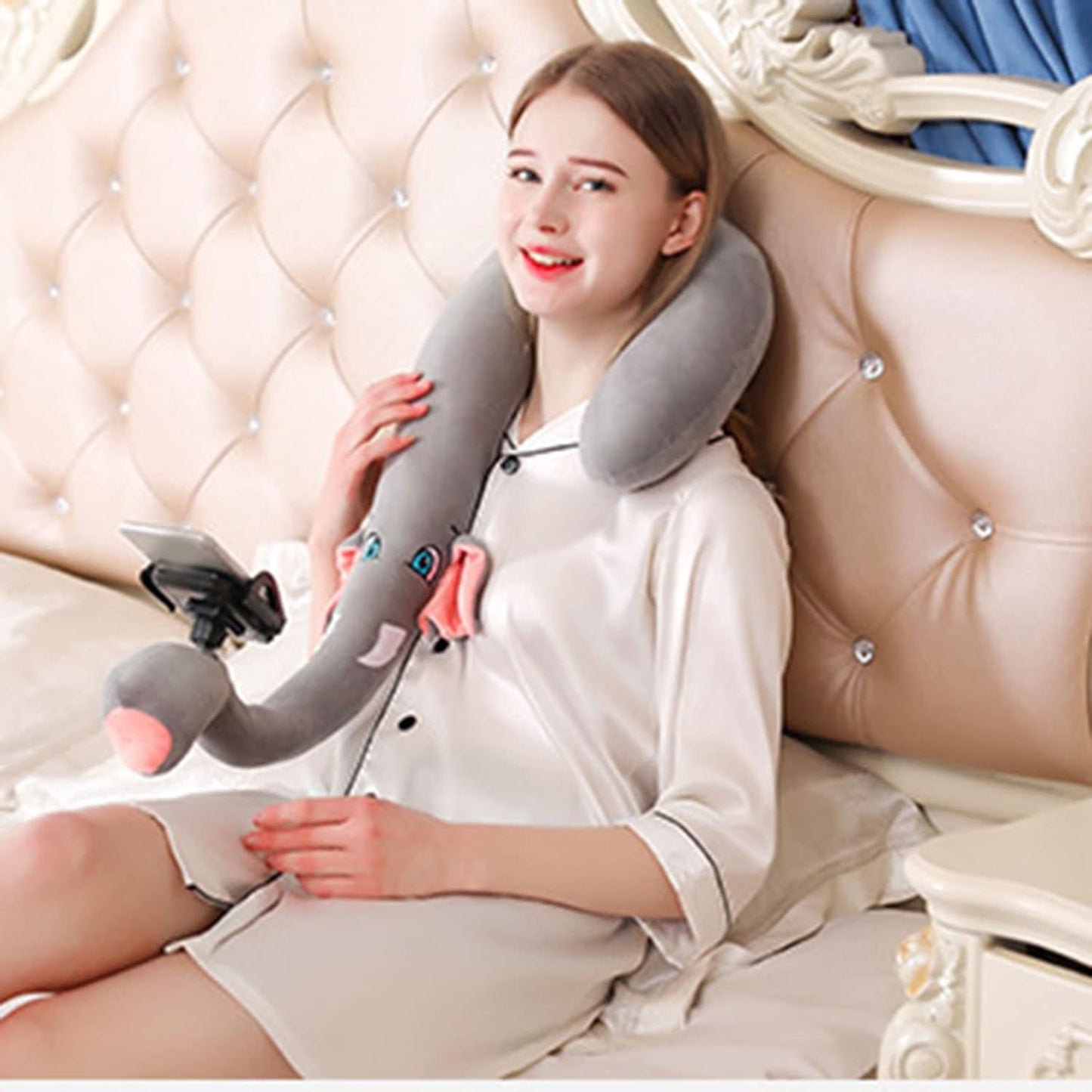 Shanrya Flexible Device Holder, Neck Cushion Phone Holder Ergonomic Multi Angle Comfortable for Daily Use