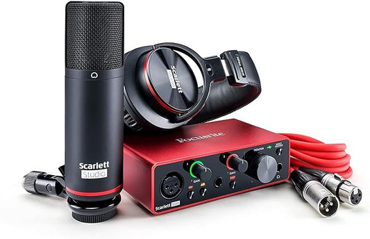 Focusrite Scarlett Solo Studio 3rd Gen USB Audio Interface Bundle for the Guitarist, Vocalist or Producer with Condenser Microphone and Headphones for Recording, Songwriting, Streaming and Podcasting