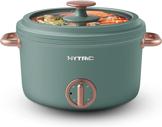 Hytric Electric Hot Pot, 2.5L Portable Electric Skillet with Nonstick Coating, Dual Power Control Multi-Function Electric Cooker for Stir Fry, Steak, Noodles, Ramen Cooker for Dorm and Apartment