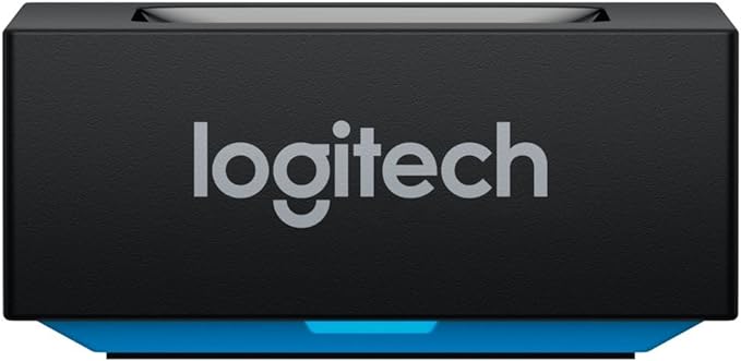 Logitech Wireless Bluetooth Audio Receiver, Bluetooth Adapter for PC/Mac/Smartphone/Tablet/AV Receiver, 3.5mm Audio and RCA Outputs to Speakers, One-Push Pairing Button, UK Plug - Black/Blue