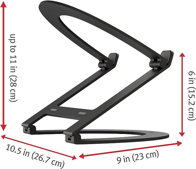 Twelve South Curve Flex | Ergonomic Height & Angle Adjustable Aluminum Laptop/MacBook Stand/Riser, fits 10"-17", folds flat for portability -travel pouch included, matte black