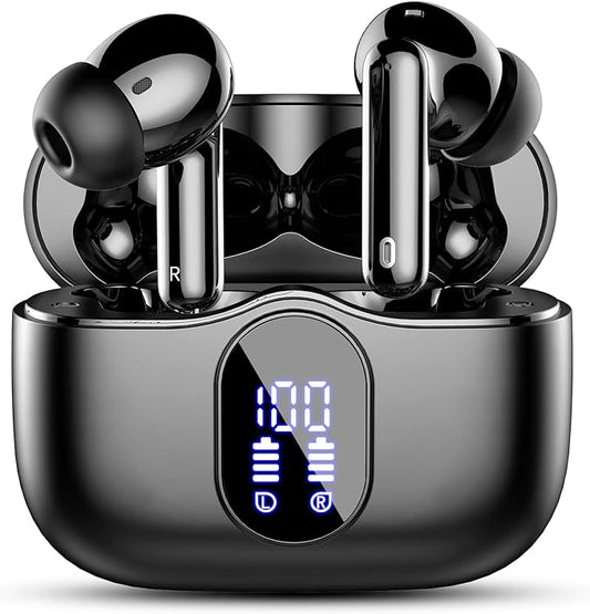 Wireless Earbuds, Bluetooth 5.3 Headphones In Ear with 4 ENC Noise Cancelling Mic, Btootos New Bluetooth Earbuds Mini Deep Bass Stereo Sound, 36H Playtime LED Display Wireless Earphones IP7 Waterproof