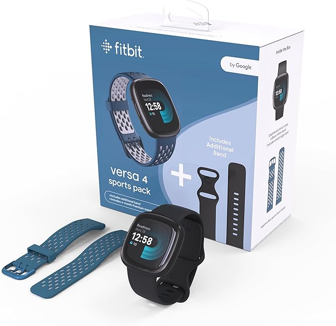 Fitbit Versa 4 Fitness Smartwatch with built-in GPS and up to 6 days battery life - compatible with Android and iOS.