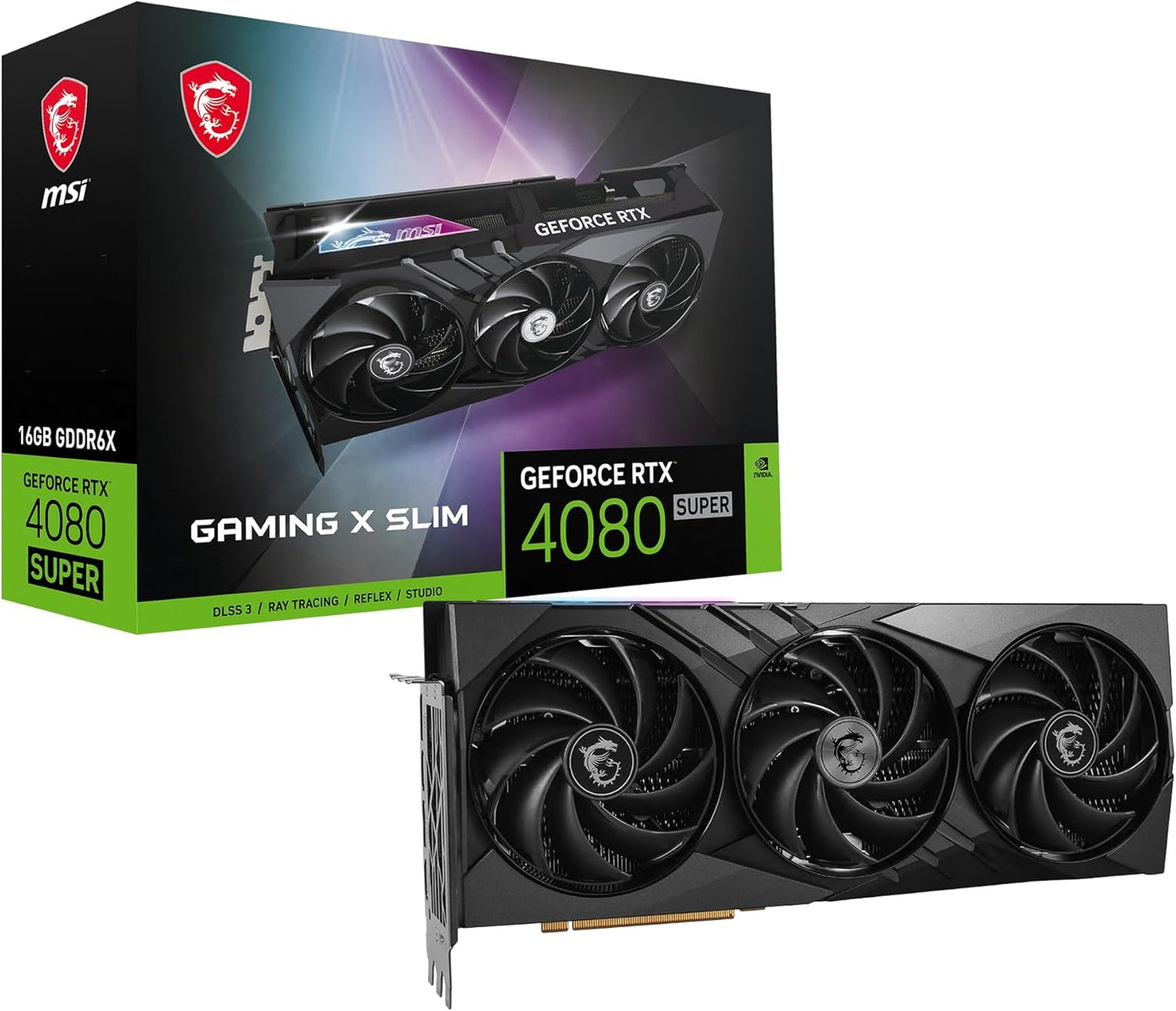 MSI Gaming RTX 4080 Super 16G Gaming X Slim Graphics Card (NVIDIA RTX 4080 Super, 256-Bit, Extreme Clock: 2625 MHz, 16GB GDRR6X 23 Gbps, HDMI/DP, Ada Lovelace Architecture)