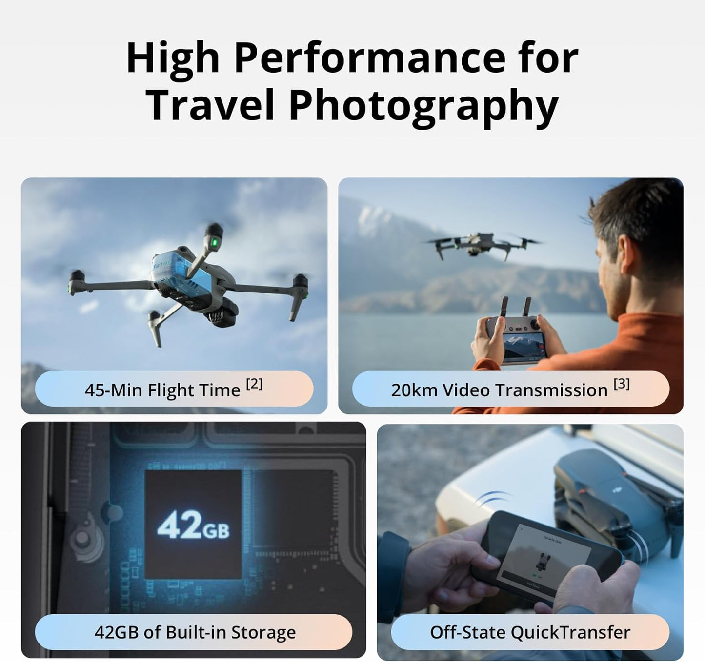 DJI Air 3S (RC-N3), Drone with Camera 4K, Dual-Camera Drone with 1" CMOS Wide-Angle Camera, 4K/60fps HDR Video & 14 Stops of Dynamic Range, 45-Min Max Flight Time, 20km Transmission Range