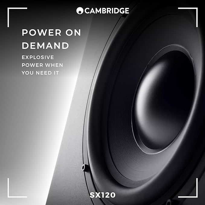 Cambridge Audio SX120-70 Watt Active Subwoofer for HiFi or Home Cinema System - Custom Designed 8" Driver and Fully Adjustable Sound - Matte Black