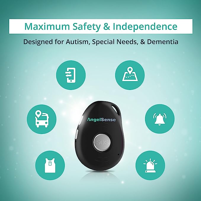 AngelSense Personal GPS Tracker for Kids, Teen, Autism, Special Needs, Elderly, Dementia - 2-Way Auto-Answer Speakerphone & SOS Button - Nationwide Coverage - School Bus Tracking and Easy-to-Use App