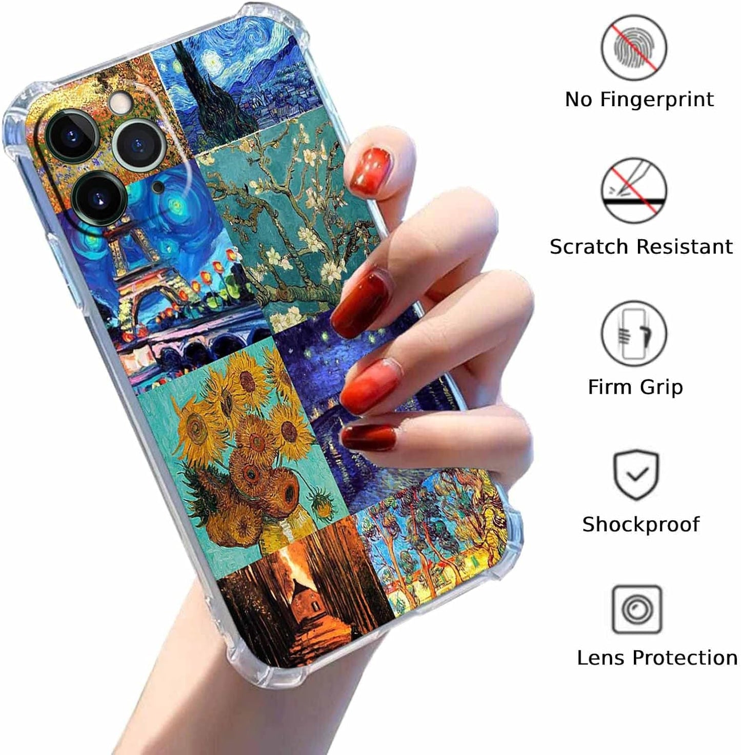 Van Gogh Painting for iPhone 11 Pro Max Case,Famous Oil Painting Collage Pattern Case,Trendy TPU Full Cover Case for iPhone 11 Pro Max