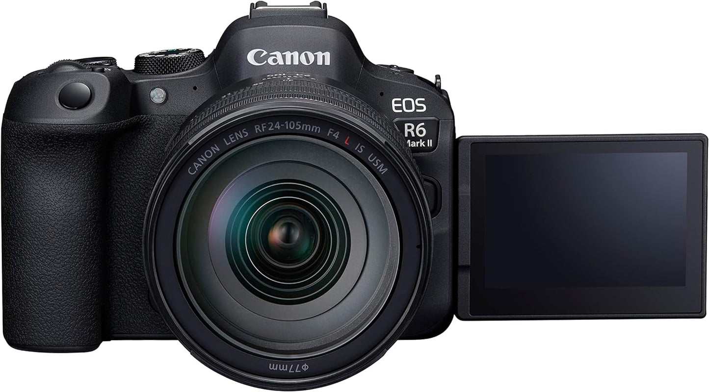 Canon EOS R6 Mark II Full Frame Mirrorless Camera & RF 24-105mm F4L IS USM | 24.2-megapixels, up to 40fps continuous shooting, 4K 60p, up to 8-stops IS and Dual Pixel CMOS Auto Focus II