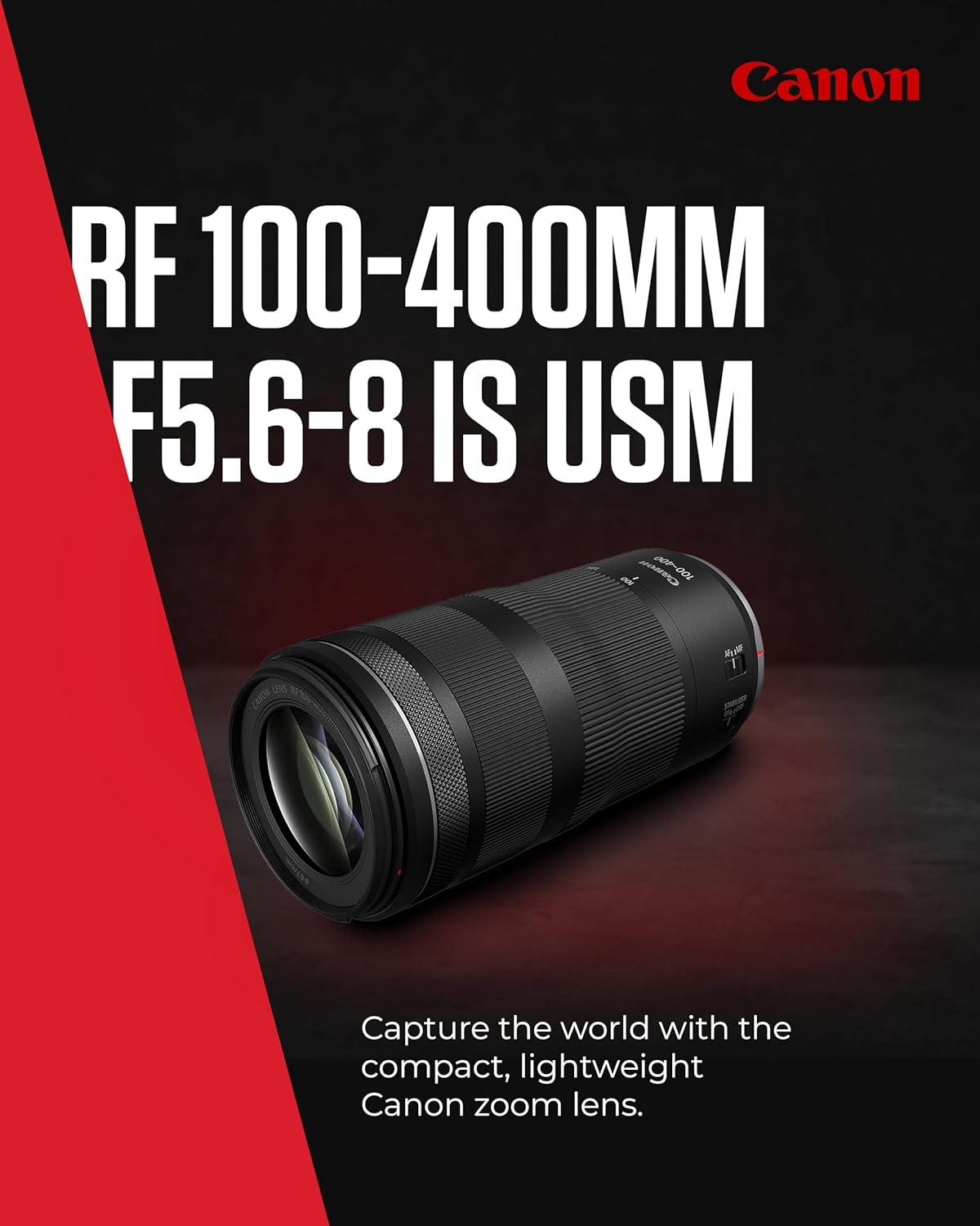 Canon RF 100-400mm F5.6-8 IS USM Lens - Telephoto Zoom Lens | 5.5-stop Optical Image Stabilizer | Sports and Wildlife Photography | Canon EOS R Series Compatible