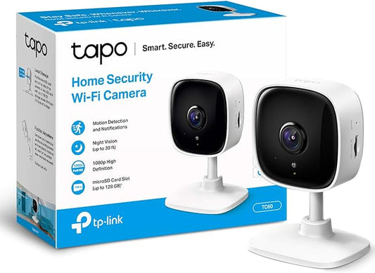 Tapo Mini Smart Security Camera, Indoor CCTV, Works with Alexa&Google Home, No Hub Required, 1080p, 2-Way Audio, Night Vision, SD Storage, Device Sharing (TC60) [Amazon Exclusive]