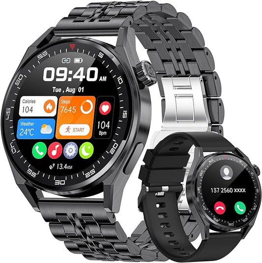 Smart Watch for Men (Make/Answer Calls)Wireless Charge ,IP68 Waterproof Fitness Watches With Heart Rate/Blood Pressure/SpO2 Monitor,100+ Sports Modes Step Counter,Mens Smart Watches for Android IOS