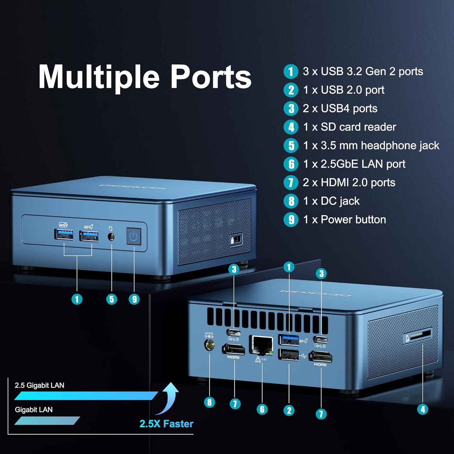 GEEKOM Mini PC Mini IT13, 13th Gen Intel i7-13620H NUC13 Mini Computers(10 Cores,16 Threads) 32GB DDR4 & 1TB PCIe Gen 4 SSD Windows 11 Pro Desktop PC Support Wi-Fi 6E/Bluetooth 5.2/USB 4.0/2.5G LAN/8K