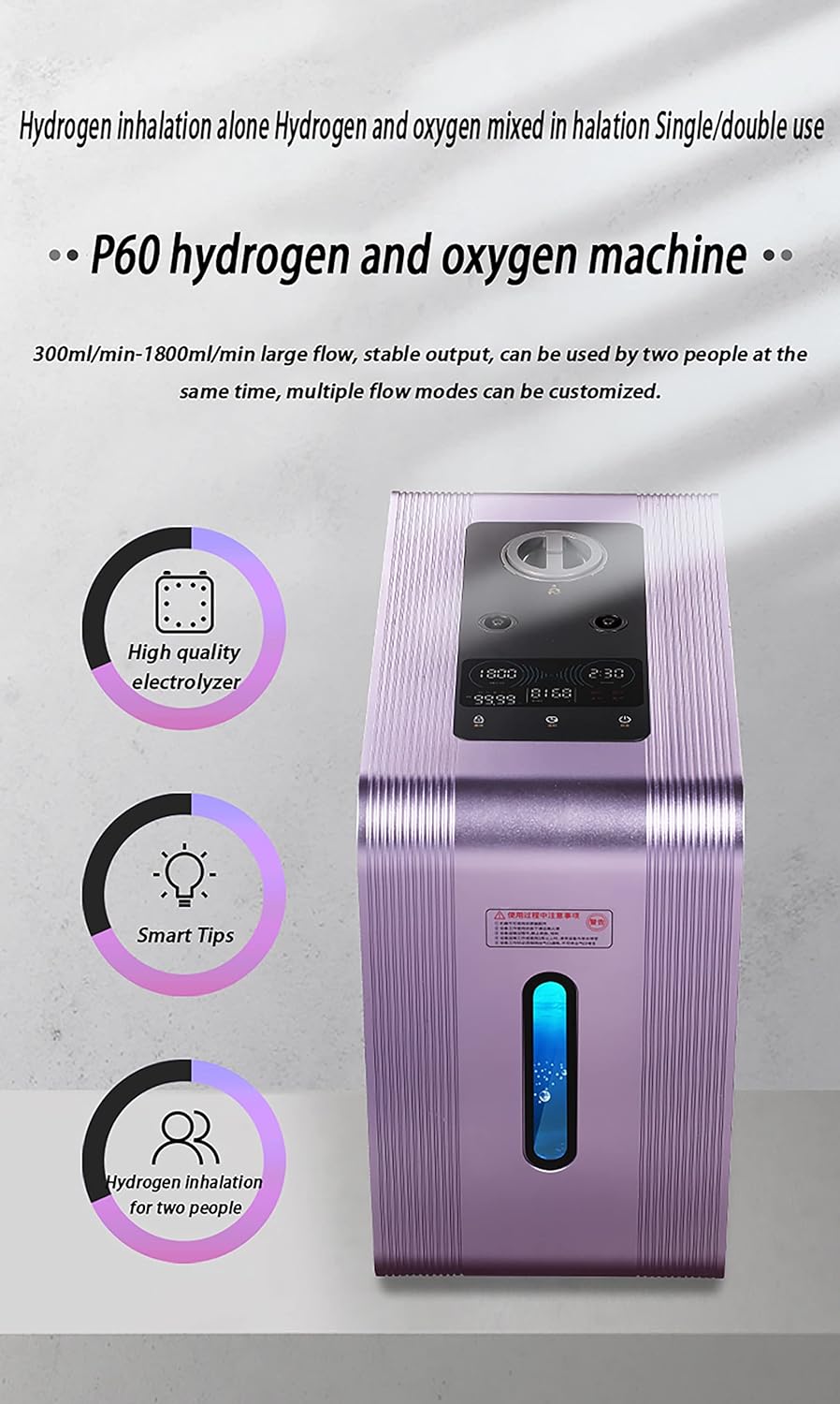 Water Filter, Hydrogen Machine, 800 ml/min, 99.99% High Purity Hydrogen Generator with 5 Intelligent Detection Systems, SPE/PEM Technology for Home Travel Office and Clinics