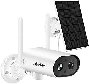 ANRAN 2K Solar Security Camera Outdoor, 180° Pan Rotation CCTV Wireless Battery Camera, PIR Motion Detection & Siren, WiFi Home Surveillance Camera with Night Vision, 2-Way Talk, IP65 Waterproof, S02