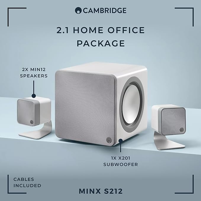 Cambridge Audio Minx S212-2.1 Speaker Package for Home or Office (Black)