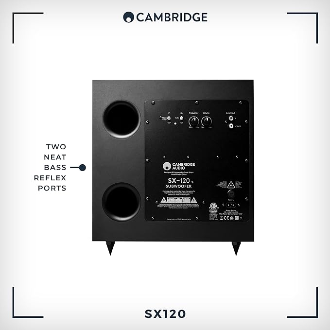 Cambridge Audio SX120-70 Watt Active Subwoofer for HiFi or Home Cinema System - Custom Designed 8" Driver and Fully Adjustable Sound - Matte Black