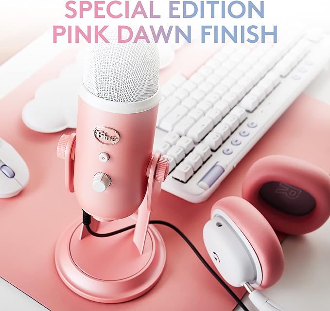 Logitech G Blue Yeti Premium USB Gaming Microphone for Streaming, Blue VO!CE Software, PC, Podcast, Studio, Computer Mic, Exclusive Streamlabs Themes, Special Edition Finish - Pink