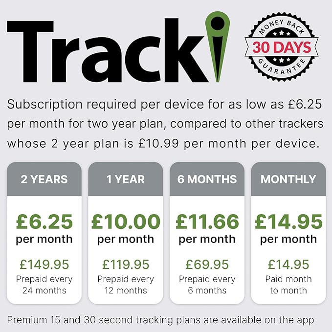 Tracki 4G GPS Tracker - Subscription required - Real time Tracking Devices for Luggage, Trucks, Vehicles, Car, Kids, Dog Collar, Pets, Key, Bike. LTE with SIM card Unlimited Distance UK EU Worldwide