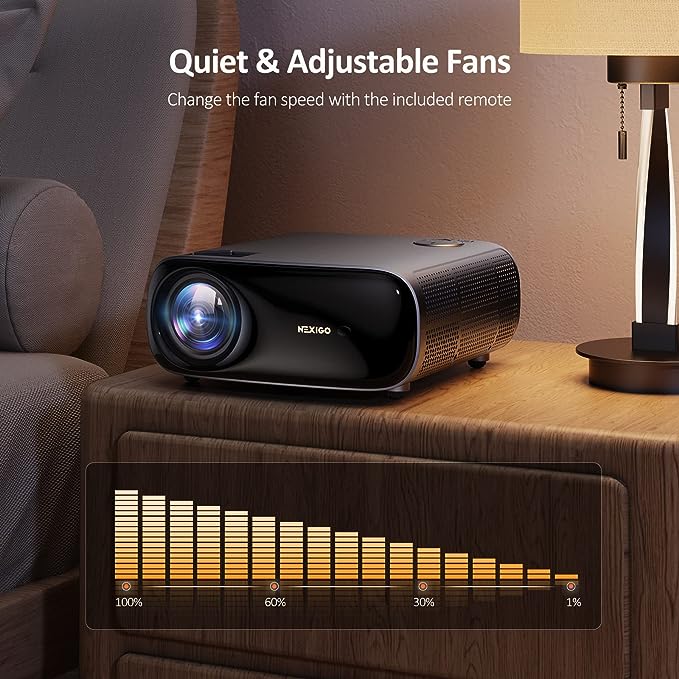 NexiGo PJ40 Movie Projector, 700 ANSI Lumens, Native 1080P, 4K Supported, 300 Inch, Auto Vertical Keystone, Zoomable, 20W Speakers, WiFi, Bluetooth 5.1, Compatible w/TV Stick, iOS, Android (Black)