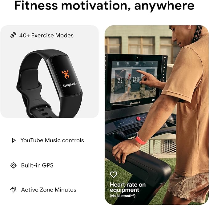 Fitbit by Google Charge 6 Activity Tracker with 6-months Premium Membership Included, 7 days battery life and Google Wallet and Google Maps