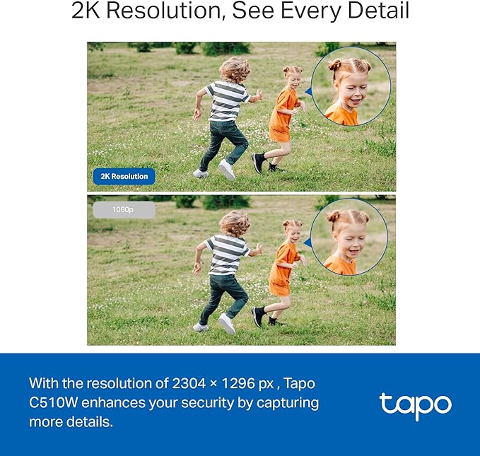 Tapo 2K Outdoor Pan/Tilt Security Wi-Fi Camera, IP65 Weatherproof, Motion Detection, 360° Visual Coverage,Full-Colour Night Vision,Cloud &Local Storage,Works with Alexa&Google Home(Tapo C510W)