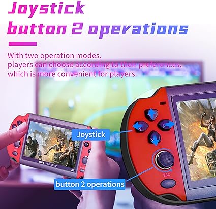 Fsjun Handheld Game Consoles Built in Free Games 8GB RAM 4.3 Inch Screen Double Rocker,Support TV Output,Music/Movie/Camera Audio and Video MP3,MP4, MP5, Birthday Gift for Kids(Red)