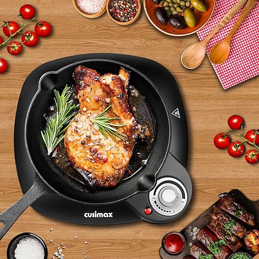 Cusimax CMIP-B112 Portable Hot Plate, Hot Plates for Cooking, Single Ceramic Hob, Black Stainless Steel, 1200W Electric Single Burner, Infrared Cooktop