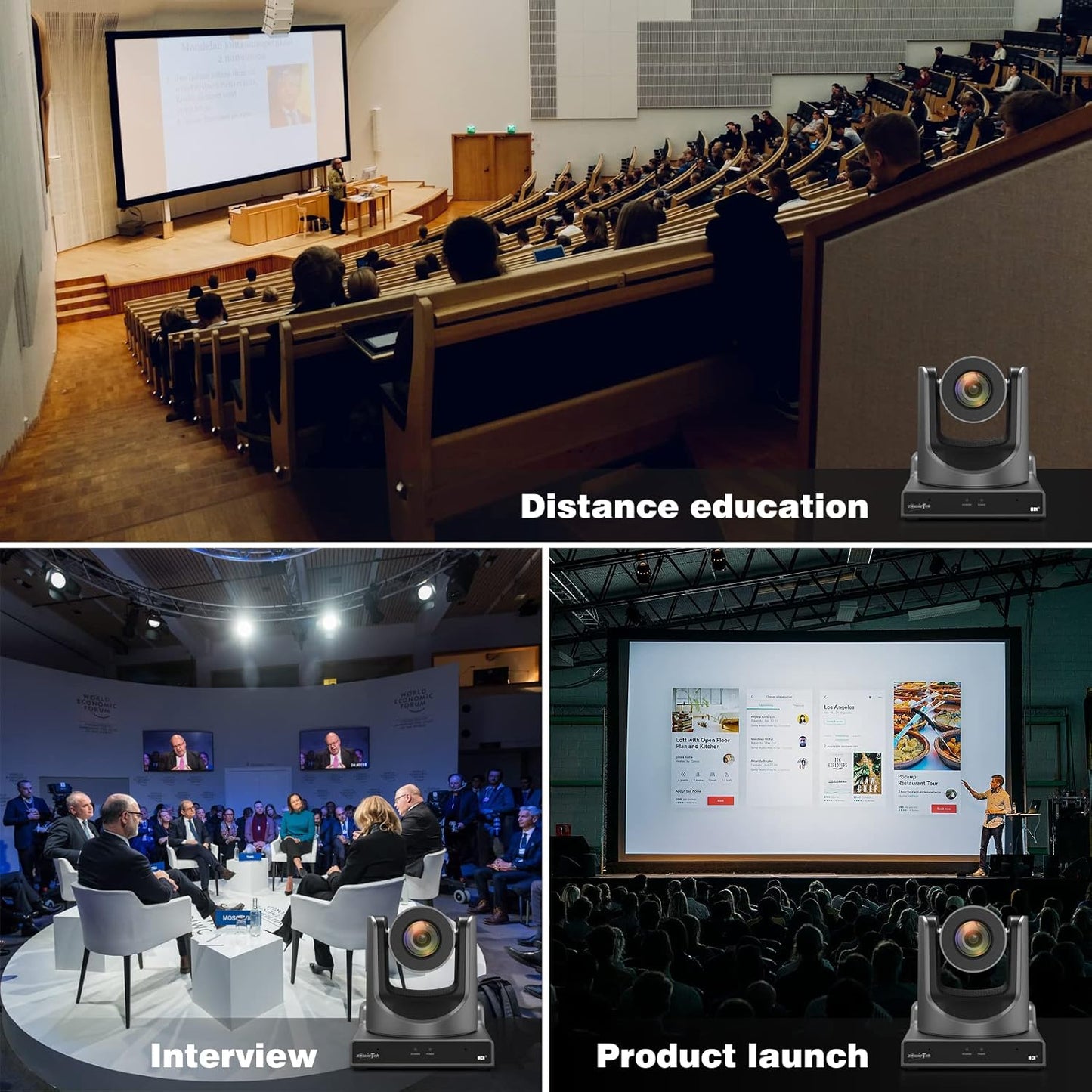 zowietek New Gen PTZ Camera PoE | AI Tracking | 20X Optical Zoom | NDI|HB (Full NDI) with simultaneous SDI, HDMI and USB Outputs | IP Live Streaming for Meeting, Church, Events, Teaching