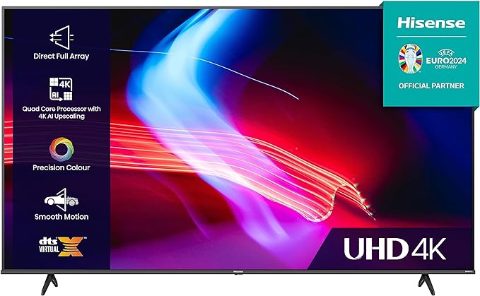 Hisense 43 Inch VIDAA Smart TV 43A6KTUK - Dolby Vision, Pixel Tuning, Voice Remote, Share to TV, and Youtube, Freeview Play, Netflix and Disney (2023 New Model), Black [Energy Class G]