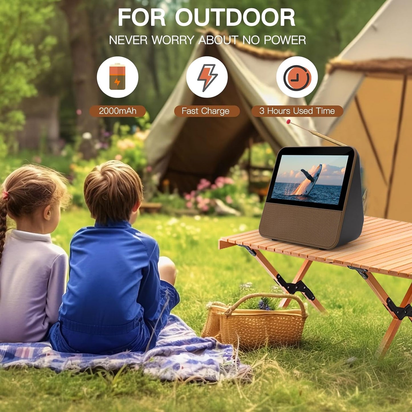 HassoKon Portable TV, 1080P HD 7 Inch, Digital DVB-T2 Receiver, DAB+, FM Radio, USB Multimedia Playback & 2600mAh Rechargeable Battery, Suitable for European Countries Caravan Camping Bedroom